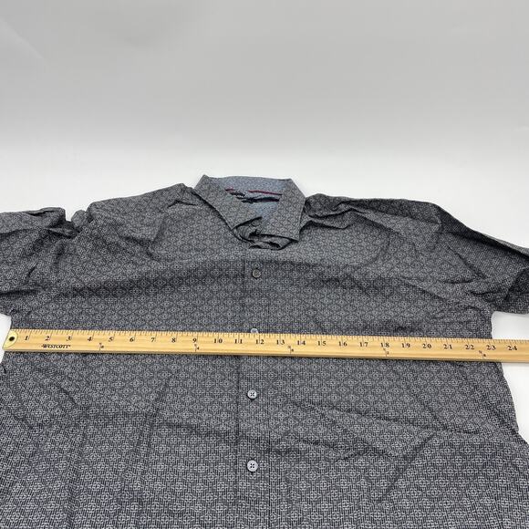 BUGATCHI Mens Button Up Long Sleeve Shirt Size XXL Cotton Micro Pattern Office - Picture 7 of 9